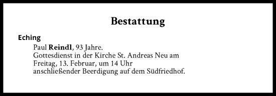 Traueranzeige von Bestattungen vom 13.02.2026 von Süddeutsche Zeitung