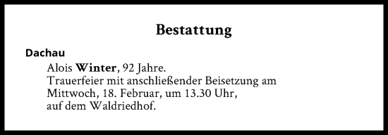 Traueranzeige von Bestattungen vom 18.02.2026 von Süddeutsche Zeitung