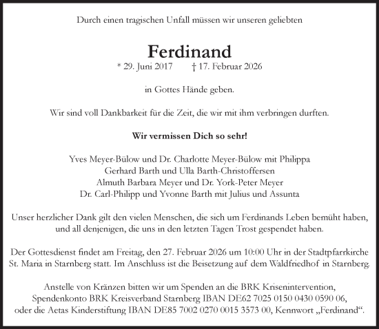 Traueranzeige von Ferdinand  von Süddeutsche Zeitung