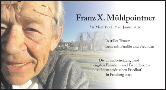 Traueranzeige von Franz X. Mühlpointner von Süddeutsche Zeitung
