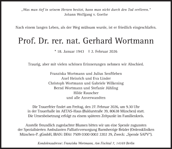 Traueranzeige von Gerhard Wortmann von Süddeutsche Zeitung
