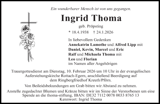Traueranzeige von Ingrid Thoma von Süddeutsche Zeitung