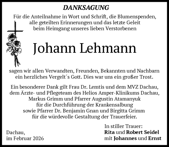 Traueranzeige von Johann Lehmann von Süddeutsche Zeitung