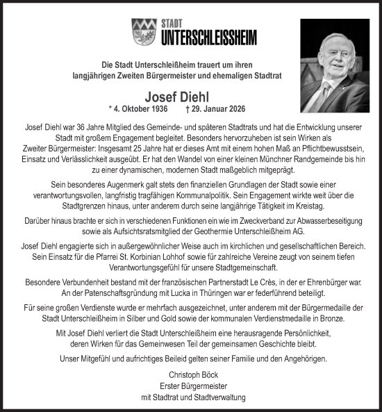 Traueranzeige von Josef Diehl von Süddeutsche Zeitung