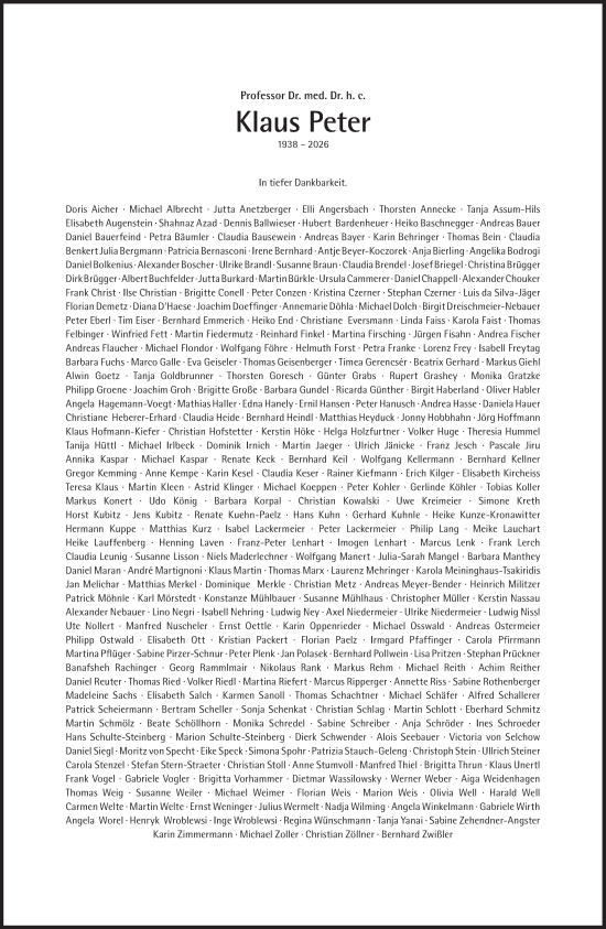 Traueranzeige von Klaus Peter von Süddeutsche Zeitung