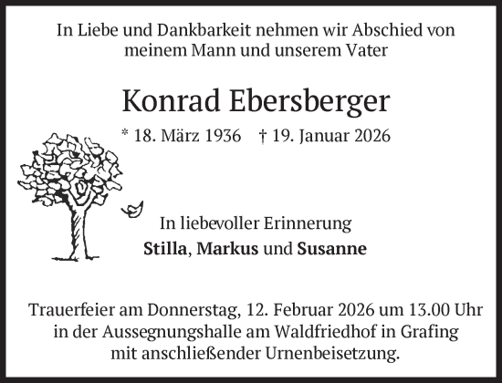 Traueranzeige von Konrad Ebersberger von Süddeutsche Zeitung