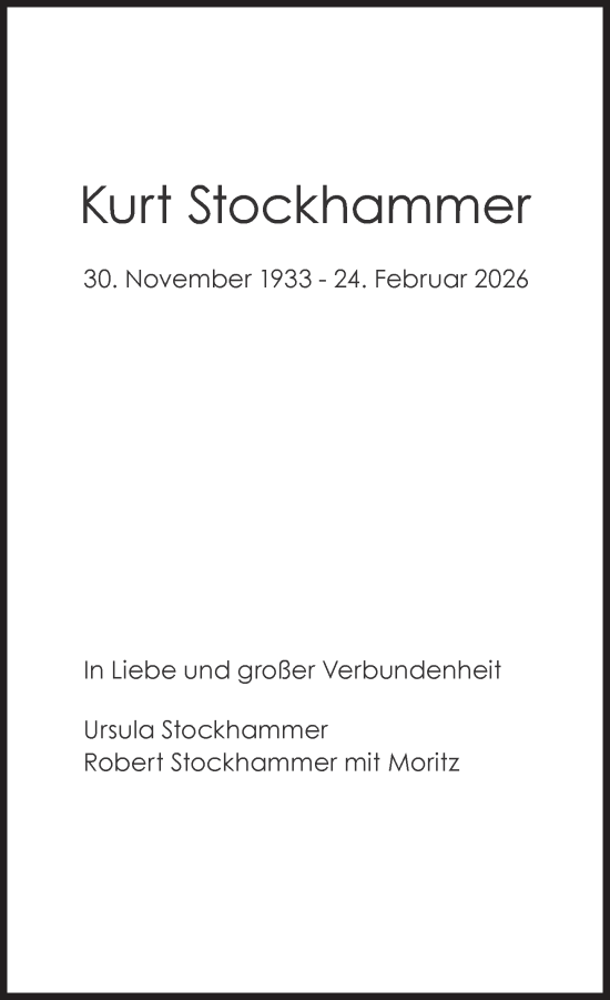 Traueranzeige von Kurt Stockhammer von Süddeutsche Zeitung