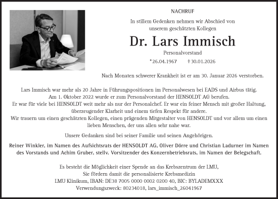 Traueranzeige von Lars Immisch von Süddeutsche Zeitung