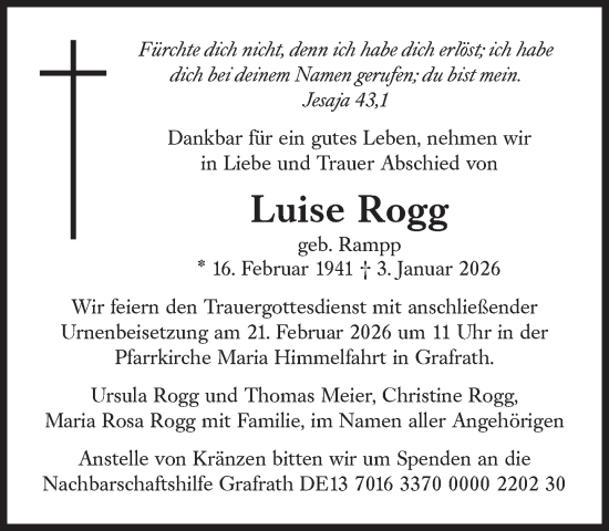 Traueranzeige von Luise Rogg von Süddeutsche Zeitung