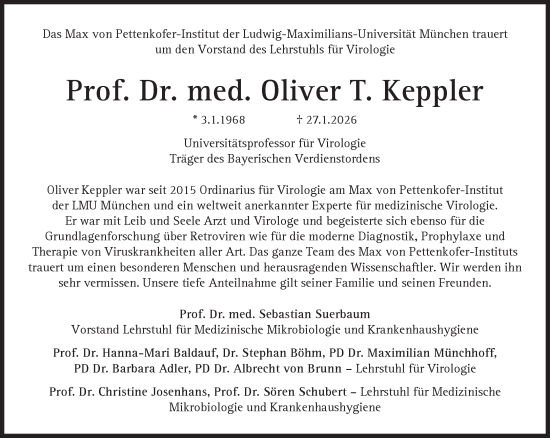 Traueranzeige von Oliver T. Keppler von Süddeutsche Zeitung