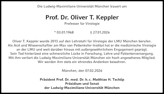 Traueranzeige von Oliver T. Keppler von Süddeutsche Zeitung