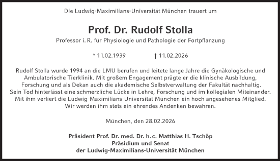 Traueranzeige von Rudolf Stolla von Süddeutsche Zeitung