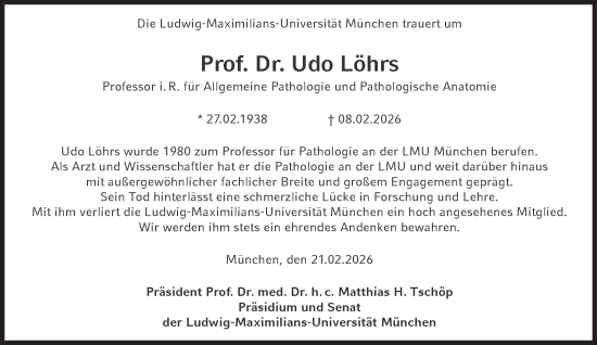 Traueranzeige von Udo Löhrs von Süddeutsche Zeitung