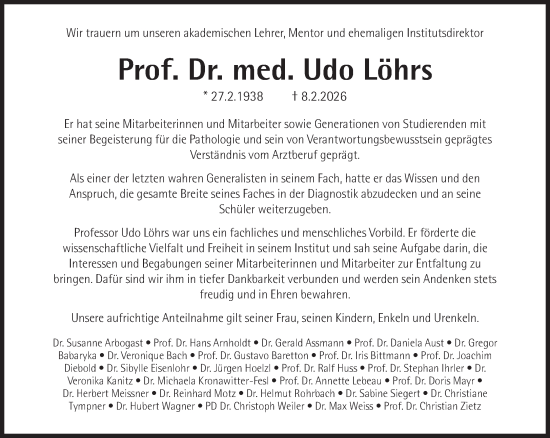 Traueranzeige von Udo Löhrs von Süddeutsche Zeitung