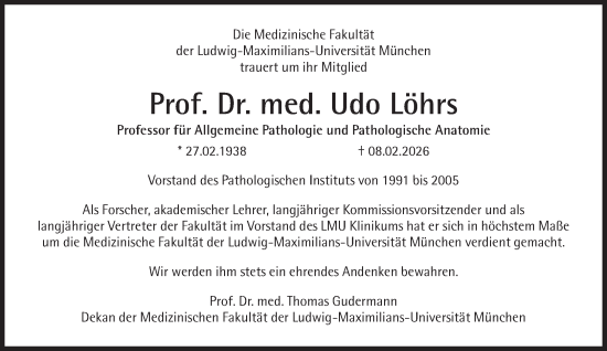 Traueranzeige von Udo Löhrs von Süddeutsche Zeitung