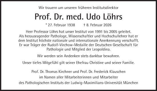 Traueranzeige von Udo Löhrs von Süddeutsche Zeitung