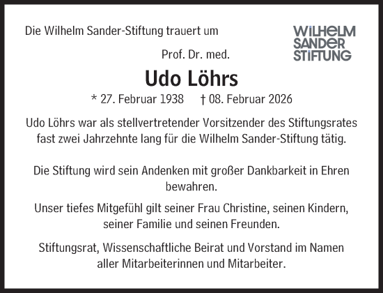 Traueranzeige von Udo Löhrs von Süddeutsche Zeitung