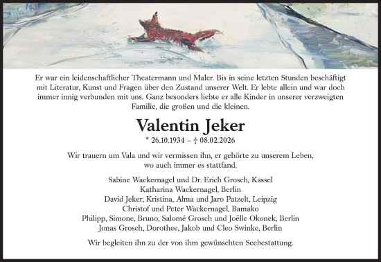 Traueranzeige von Valentin Jeker von Süddeutsche Zeitung
