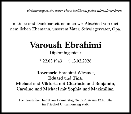 Traueranzeige von Varoush Ebrahimi von Süddeutsche Zeitung