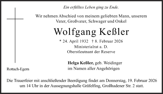 Traueranzeige von Wolfgang Keßler von Süddeutsche Zeitung